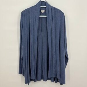 Avenue‎ Womens Plus Size 18/20 Blue Open Front Shawl Collar Cardigan Sweater